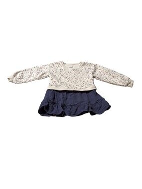 GAP Cream Floral Sweatshirt with Navy Blue Skirt Size 3T